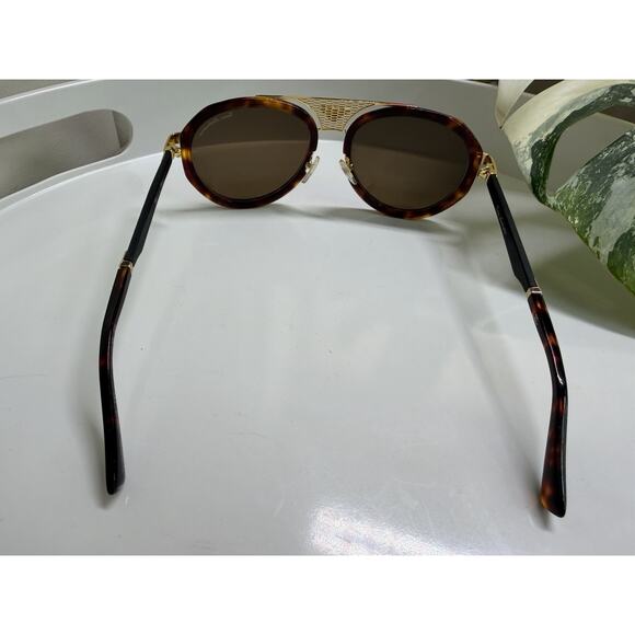 Tonino Lamborghini Vintage Aviator Sunglasses Gold Tortoise Mesh Bridge TL605S03 main image 4